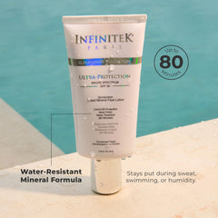 Infinitek Paris SPF 50 tinted formula blends evenly with multiple skin tones.