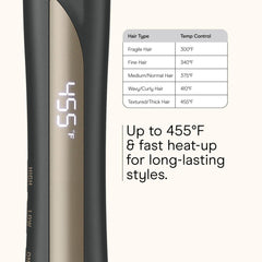 Smooths and shapes hair during styling for sleek, professional results.