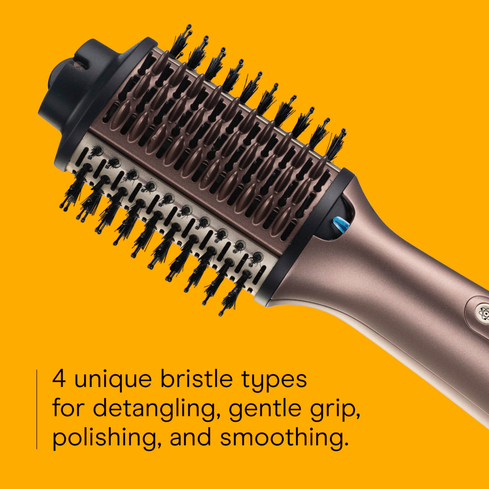Conair InfinitiPRO four-bristle system detangles while guiding styling precision.
