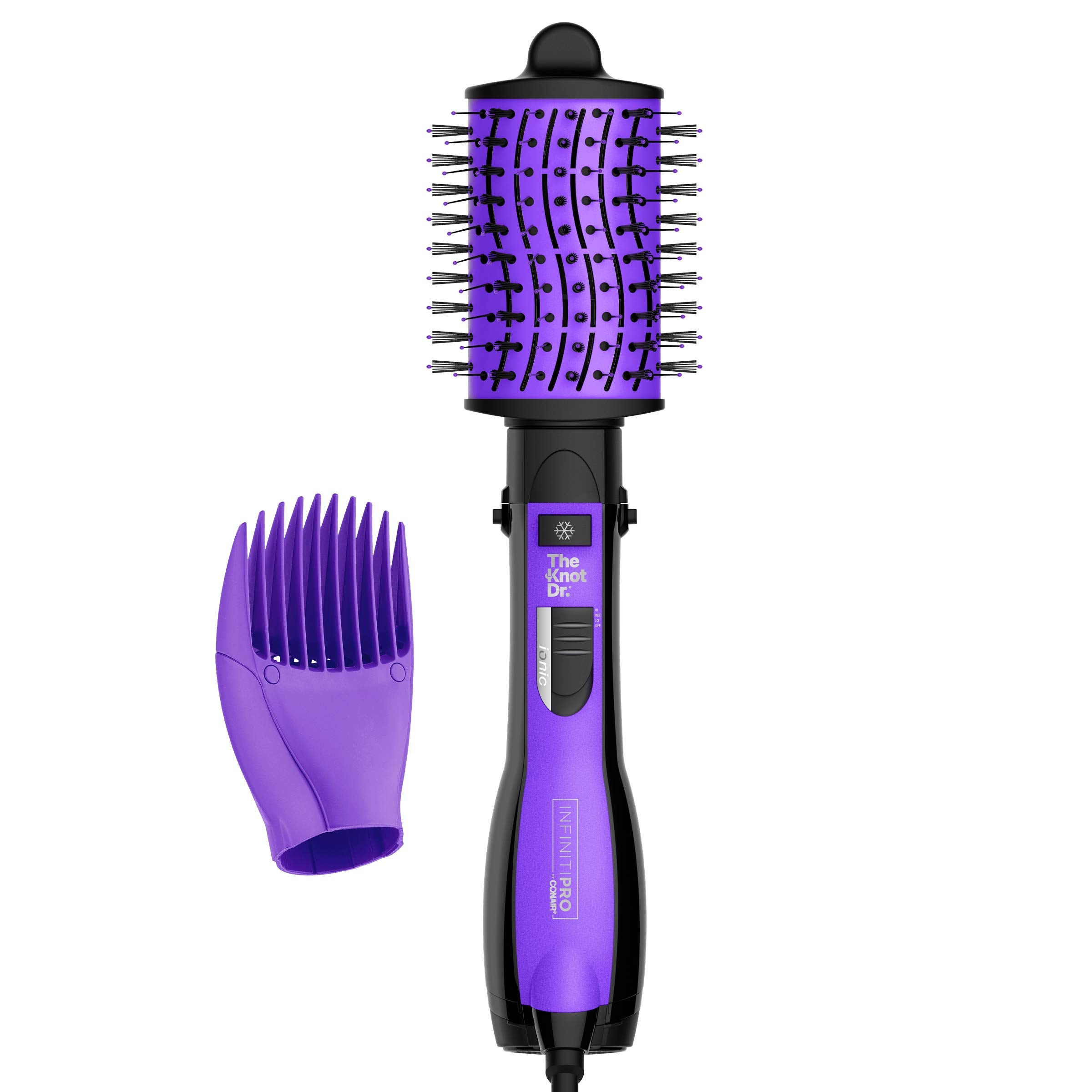 Conair INFINITIPRO Knot Dr. oval dryer brush detangles and dries in one step.