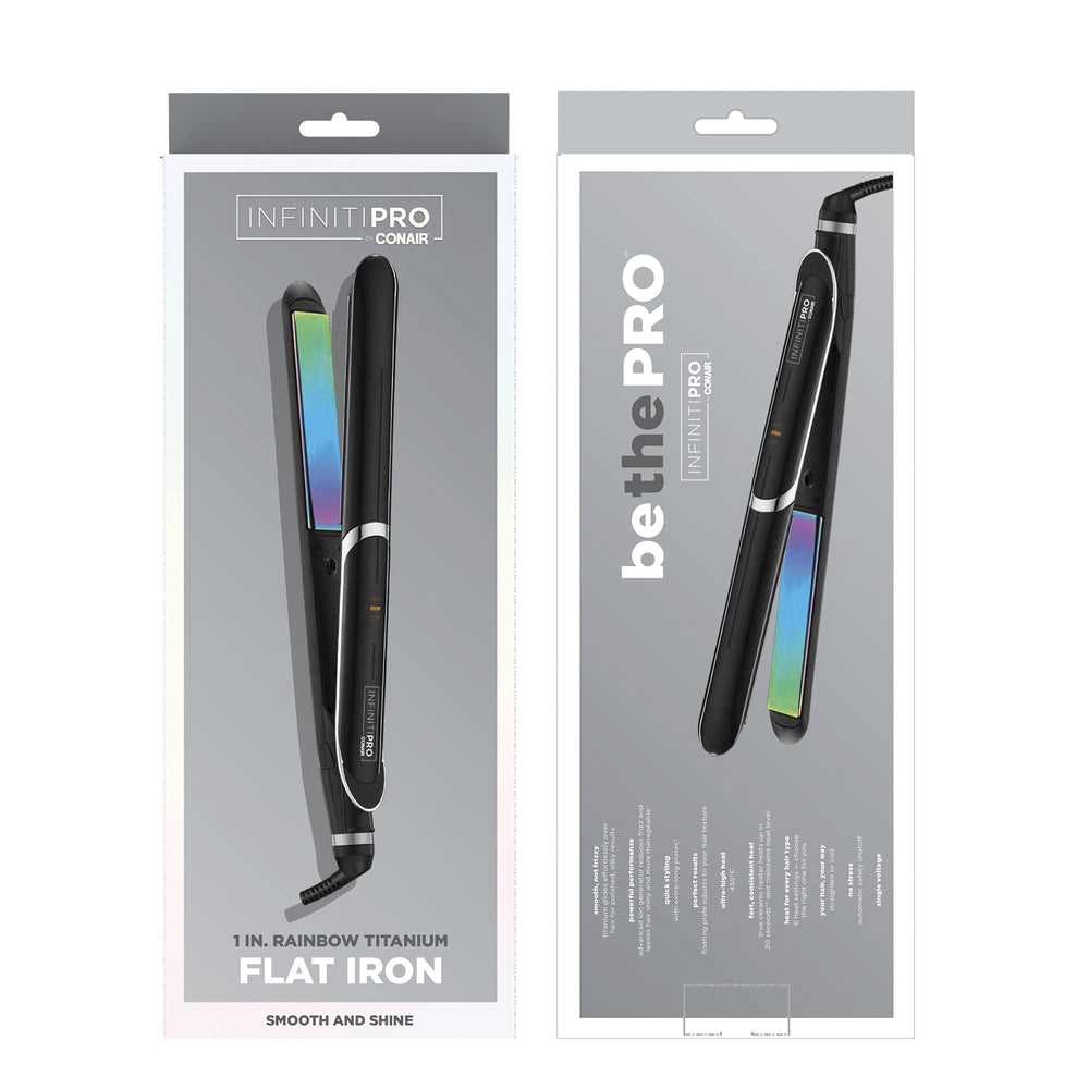 INFINITIPRO Rainbow Titanium Flat Iron auto-shutoff for safer, worry-free styling