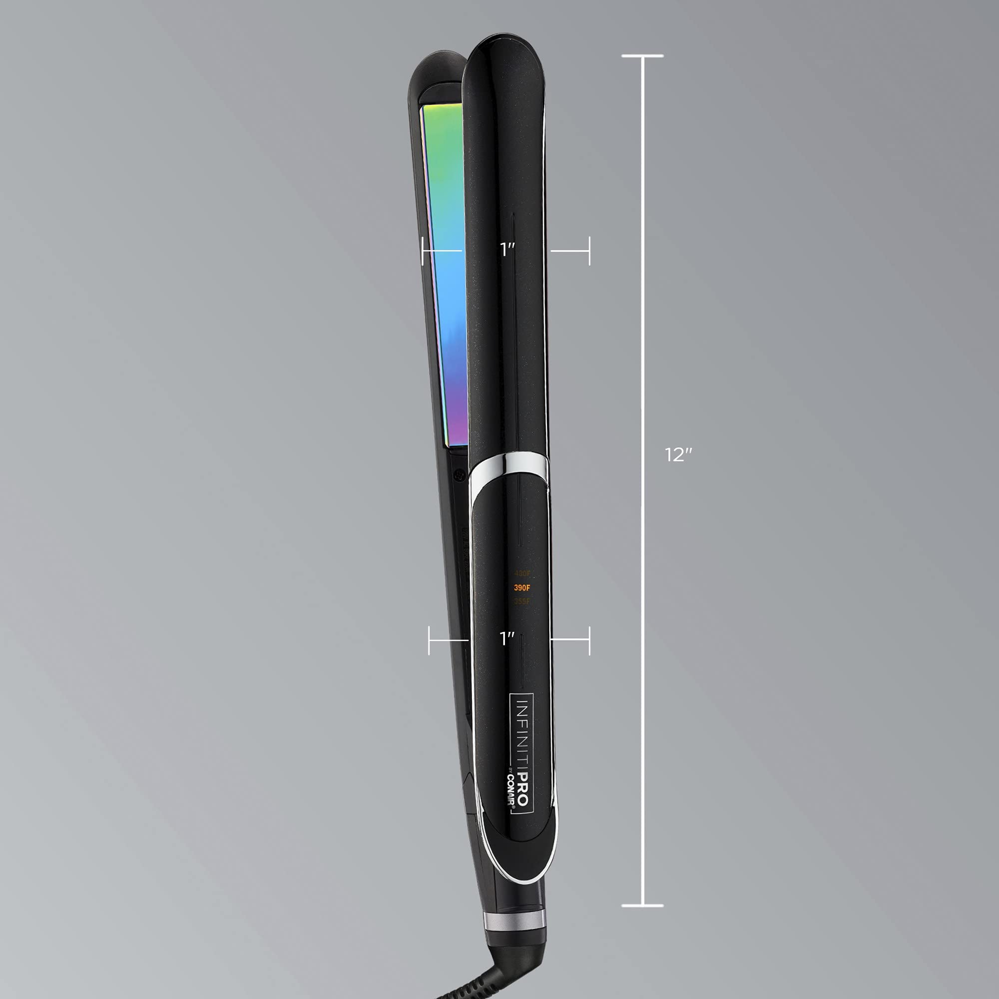 INFINITIPRO Rainbow Titanium Flat Iron ion generator reduces frizz and boosts shine