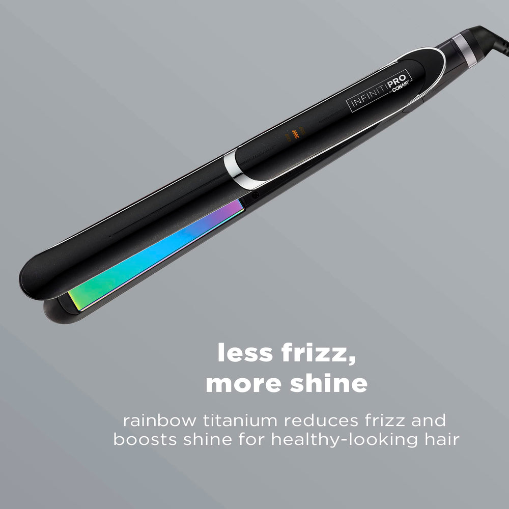 INFINITIPRO Rainbow Titanium Flat Iron plate glide demonstrates easy, snag-free styling