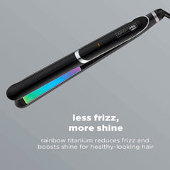 INFINITIPRO Rainbow Titanium Flat Iron plate glide demonstrates easy, snag-free styling