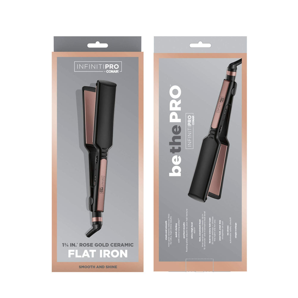 INFINITIPRO by CONAIR Rose Gold Ceramic Flat Iron auto shutoff adds peace of mind