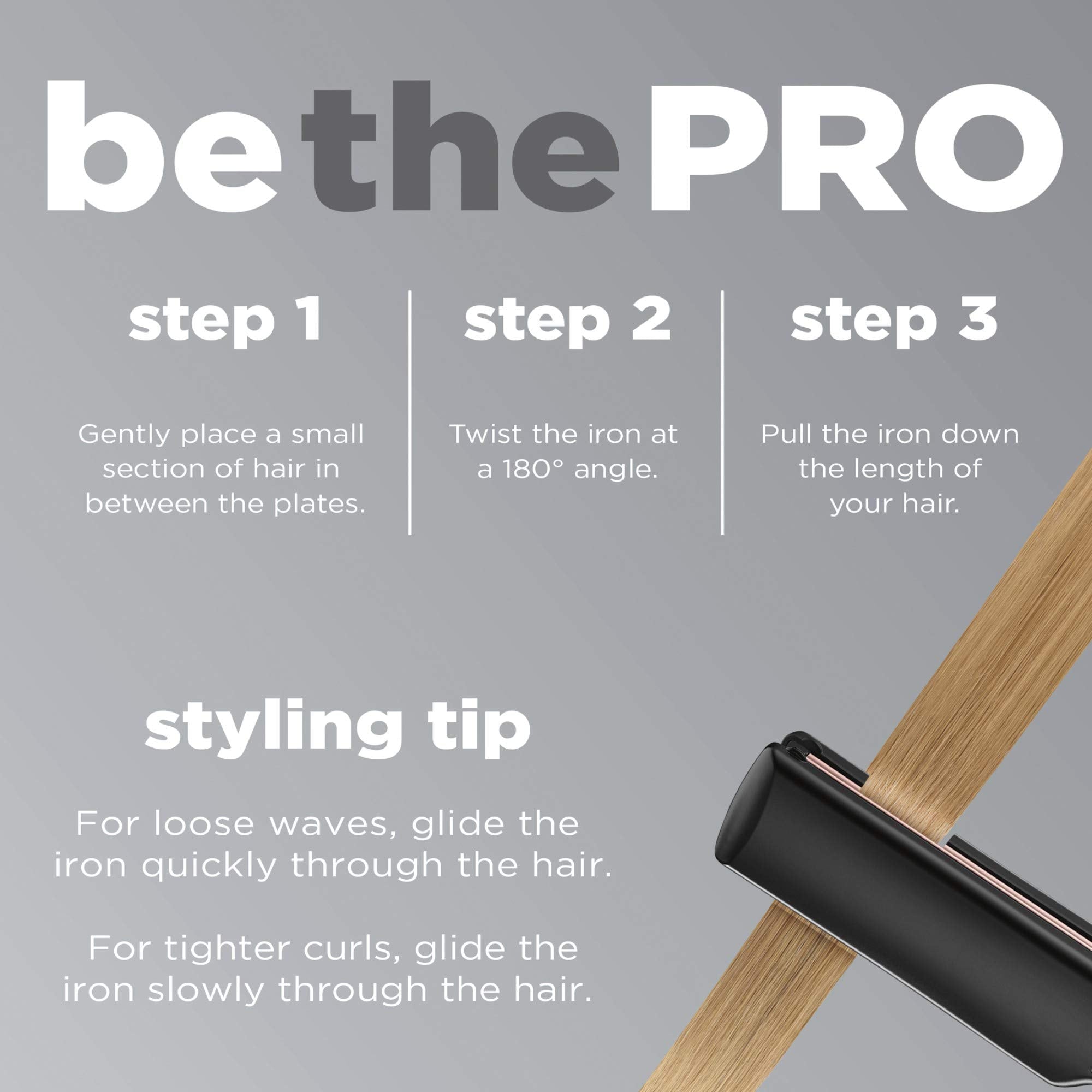 INFINITIPRO by CONAIR Rose Gold Ceramic Flat Iron floating plate demonstrates responsive, smooth glide