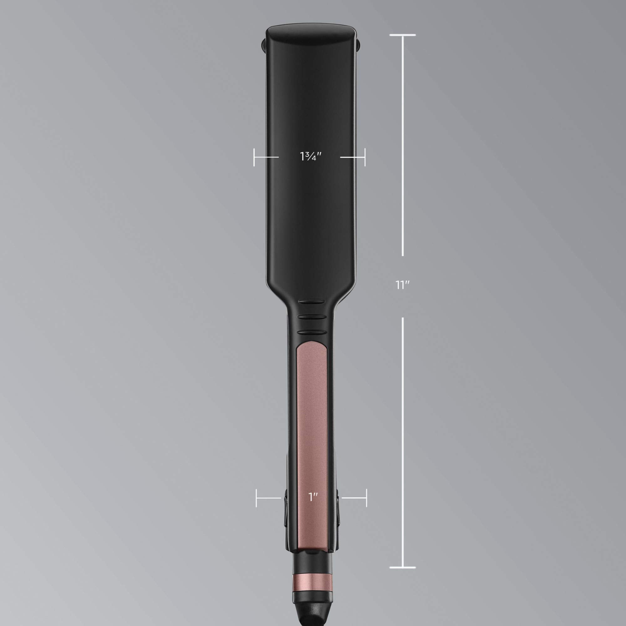 INFINITIPRO by CONAIR Rose Gold Ceramic Flat Iron in use delivers shiny, straight results