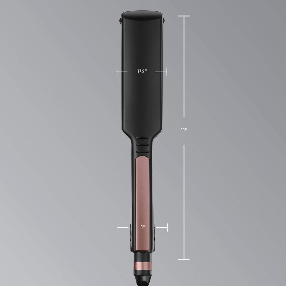 INFINITIPRO by CONAIR Rose Gold Ceramic Flat Iron in use delivers shiny, straight results