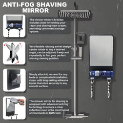 Infitrans adjustable-angle fogless mirror tilts smoothly for comfortable grooming