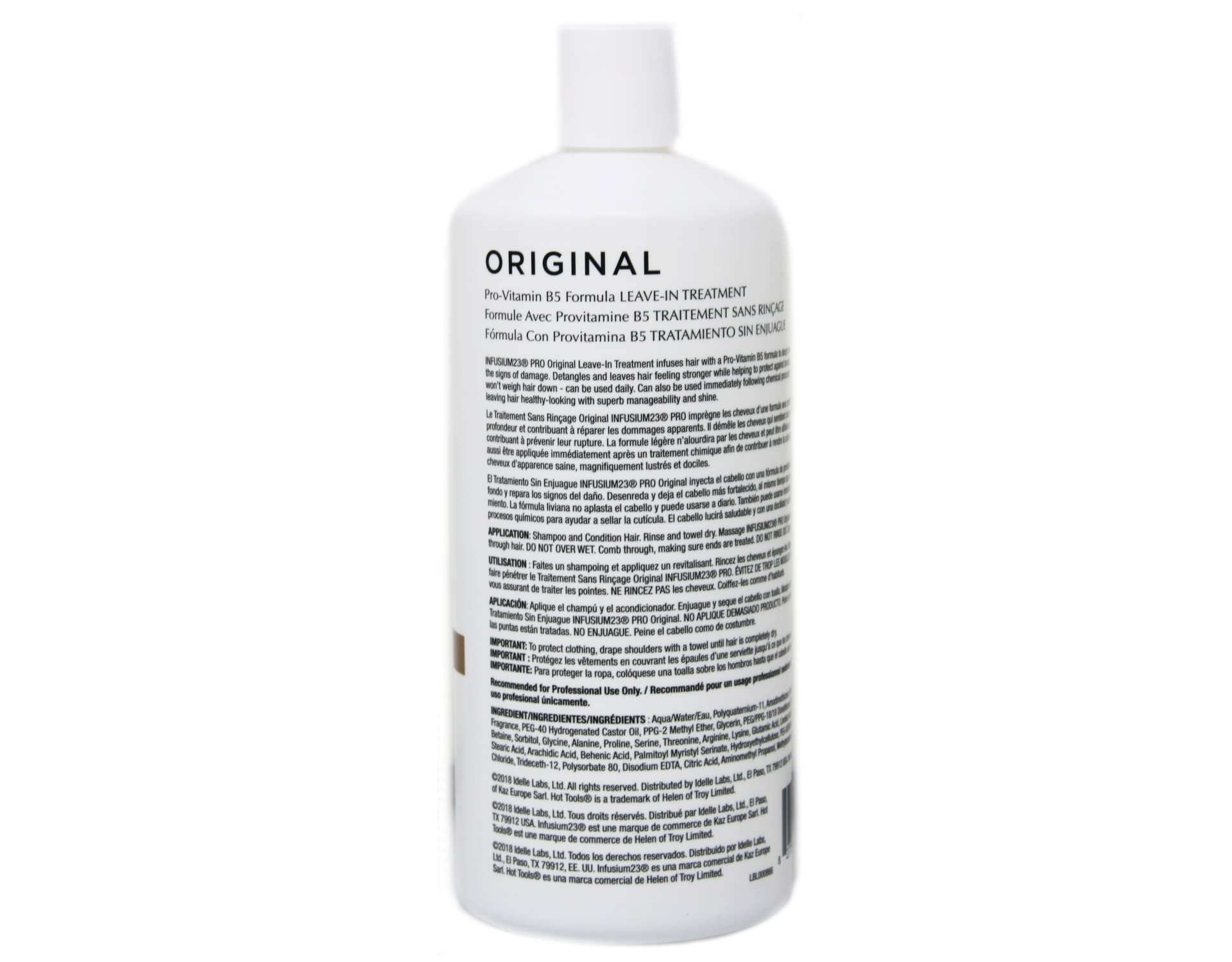 Infusium 23 Pro Treatment Original bottle being squeezed into palm for detangling and smoothness.