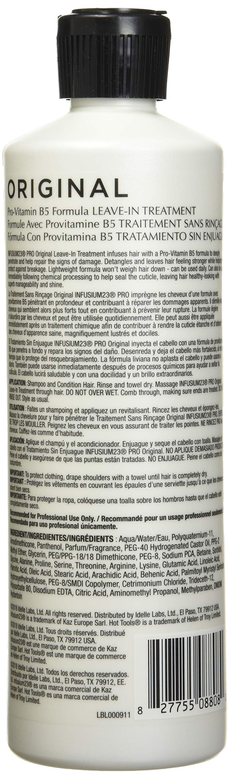 InfusiumPro23 leave-in conditioner label closeup original formula and hydration