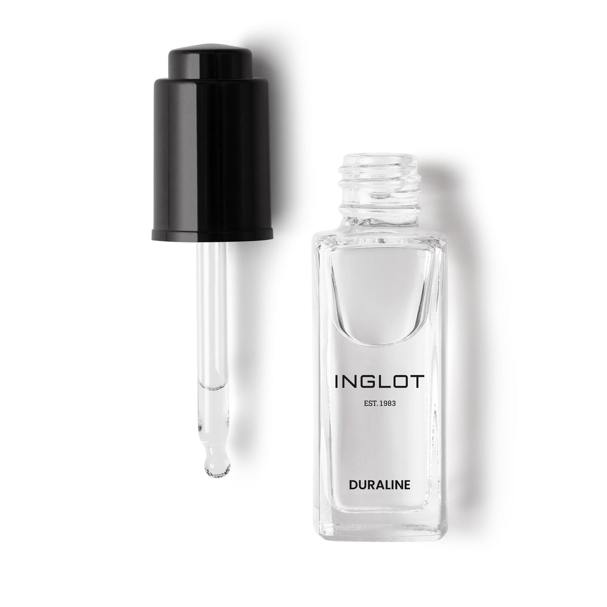 Inglot Duraline bottle closeup highlighting waterproof makeup potential for extended wear