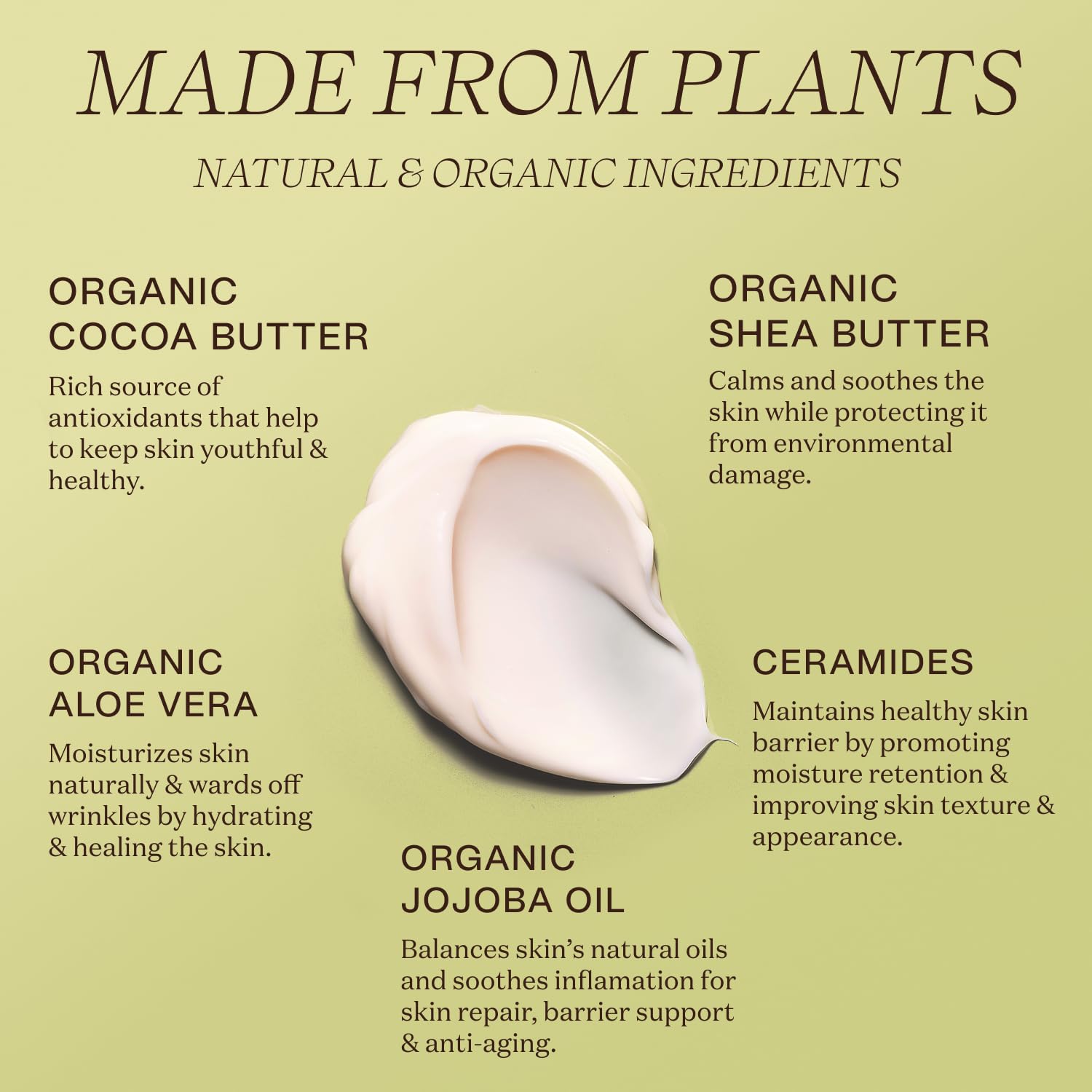 Ingreendients hand and body lotion with ceramides improves skin texture and resilience.