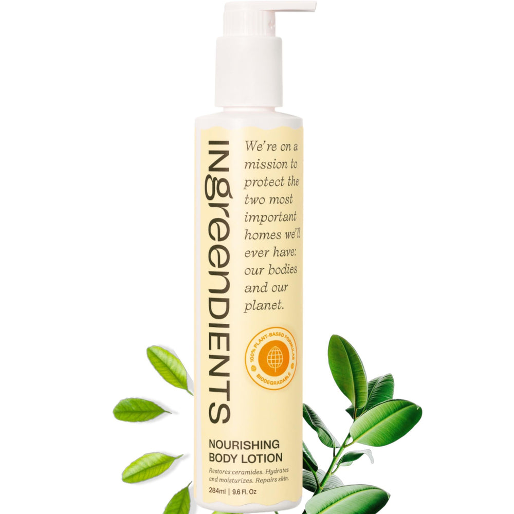 Ingreendients hand and body lotion with organic cocoa butter delivers rich hydration.