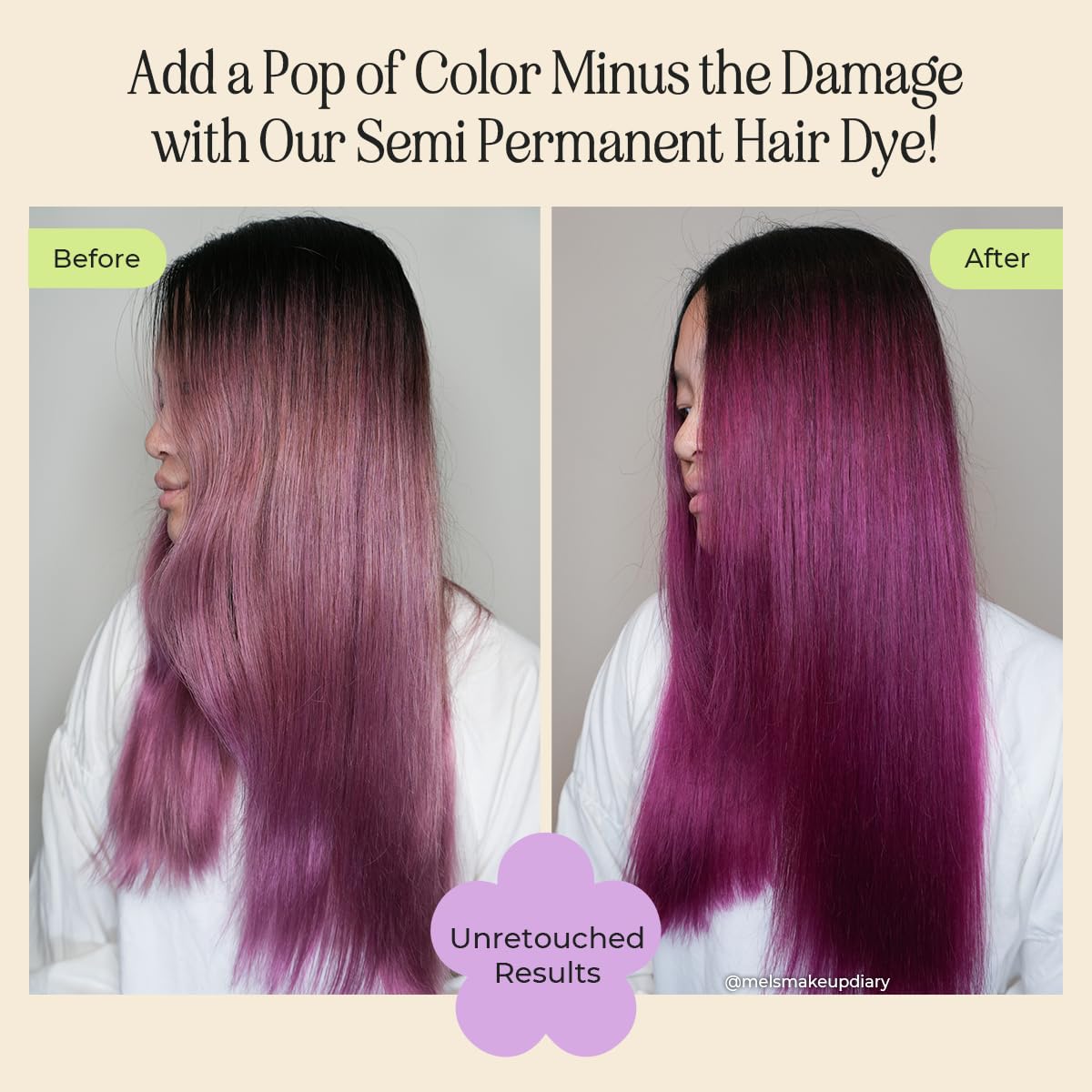 INH color-depositing conditioner pink application highlights conditioning and tint in one step.