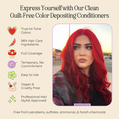 INH color-depositing-conditioner swirl illustrates pigment and conditioning result.