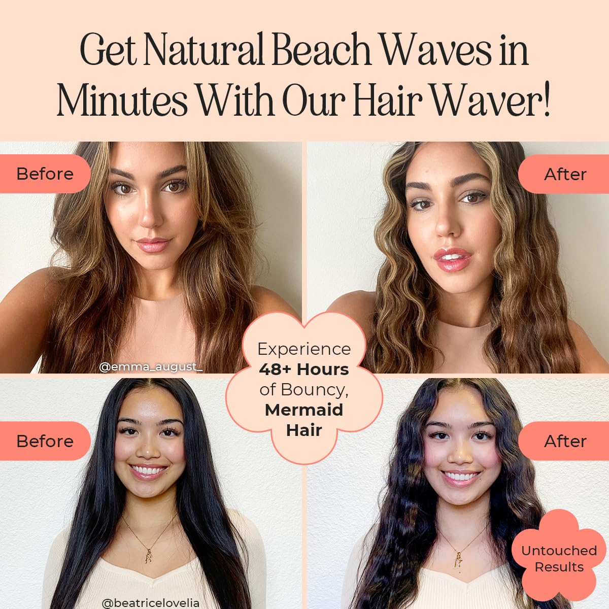 INH Hair Waver LED screen displays precise temperature control for styling.