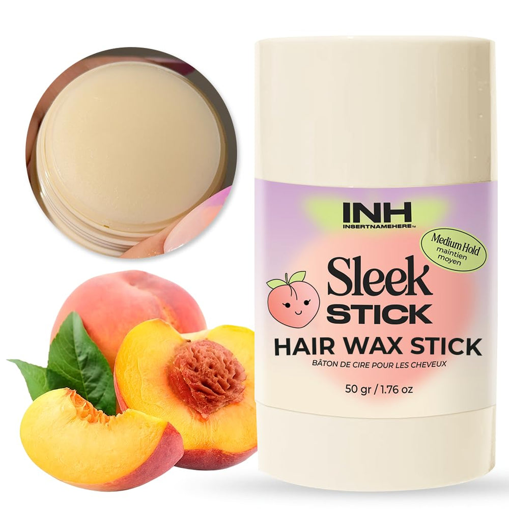 INH hair wax stick closeup rolling shows mess-free control for sleek, day-long hold.