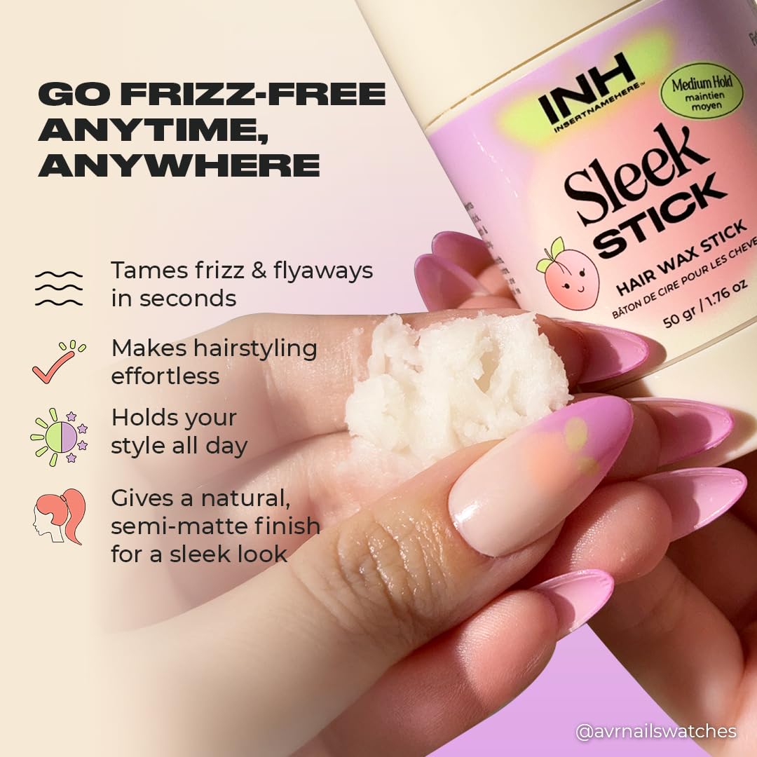 INH hair wax stick smooth finish highlights frizz control and polished look.