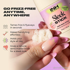 INH hair wax stick smooth finish highlights frizz control and polished look.