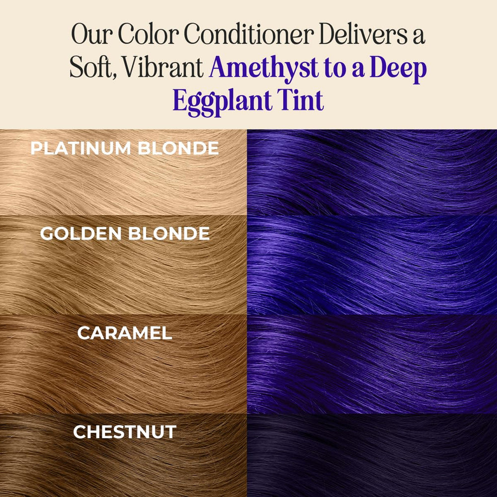 INH semi-permanent hair color swatch highlights rich purple shade and fade-friendly formula.