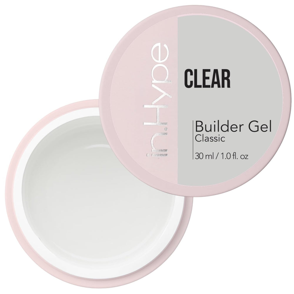 IN.HYPE UV/LED Clear Builder Gel application close-up for durable nail extensions