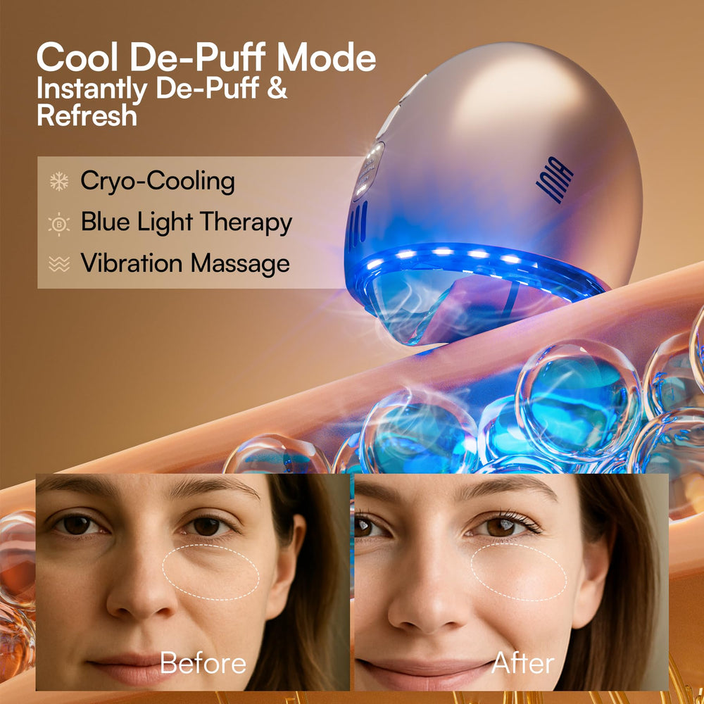 INIA blue LED plus cryo mode soothes irritation and minimizes pores
