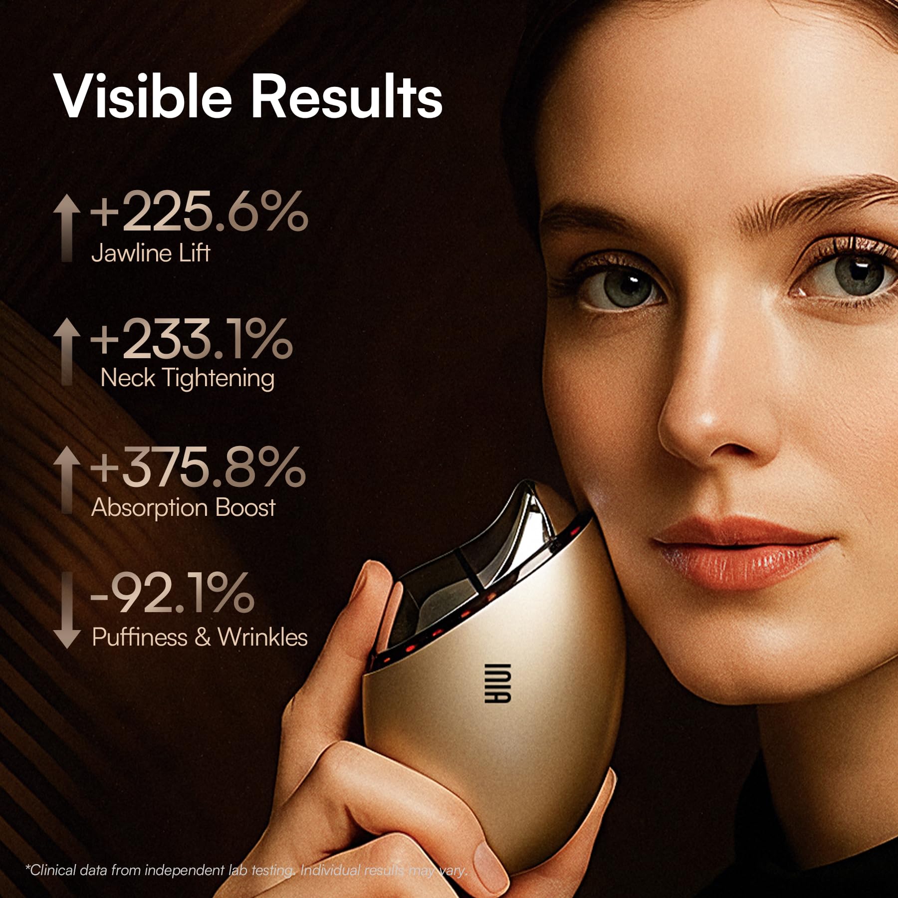 INIA neck gua sha tool close-up highlighting neck treatment and lymphatic support