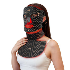 INIA red light therapy mask on the face showing four modes for home use