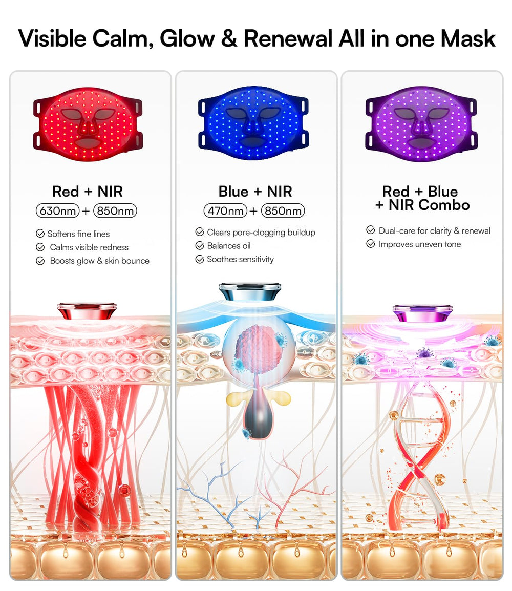 INIA red light mask worn on face for comfortable non-invasive skincare sessions.