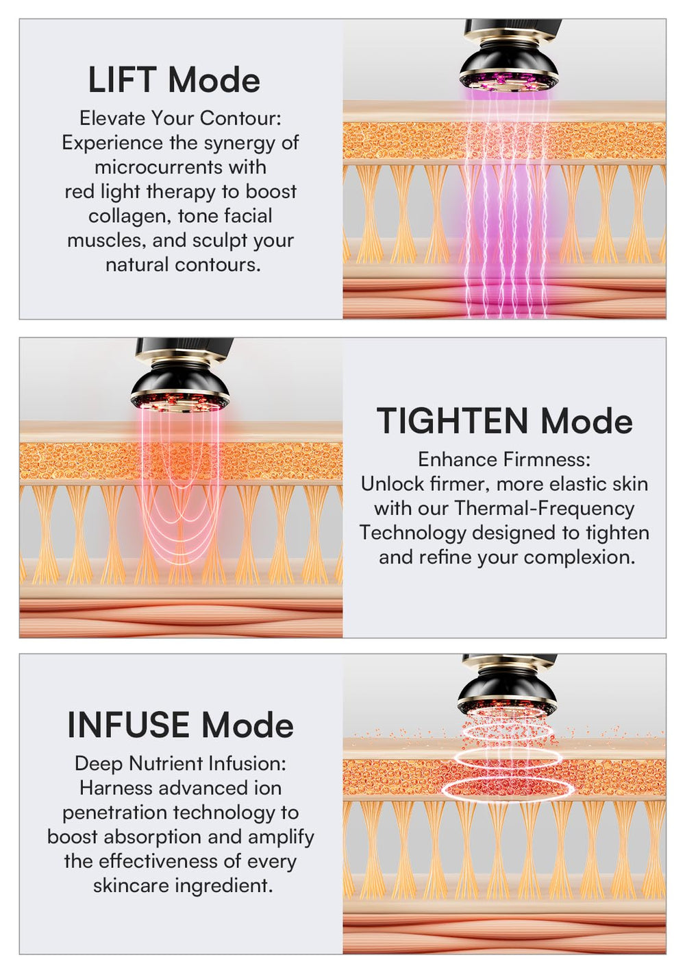 INIA red light therapy LED on the face for gentle treatment