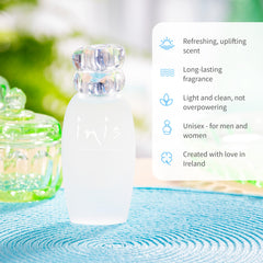 Inis Energy of the Sea spray action demonstrates a fresh, ocean-inspired fragrance release