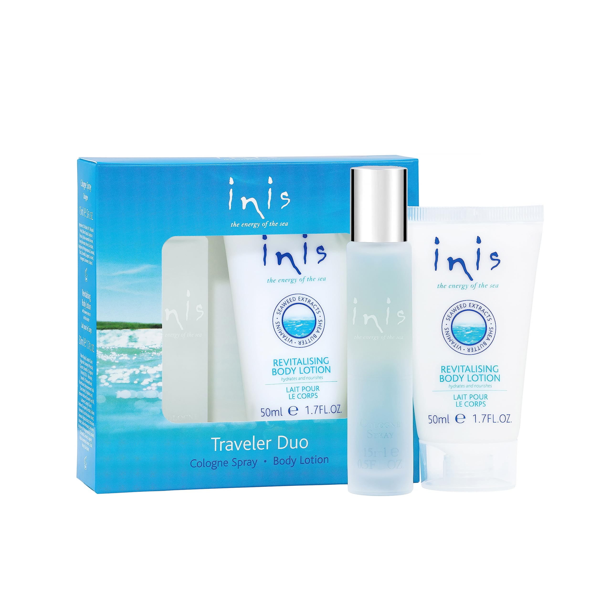 Inis Energy of the Sea Cologne travel-size bottle with ocean-fresh fragrance for on-the-go refresh.