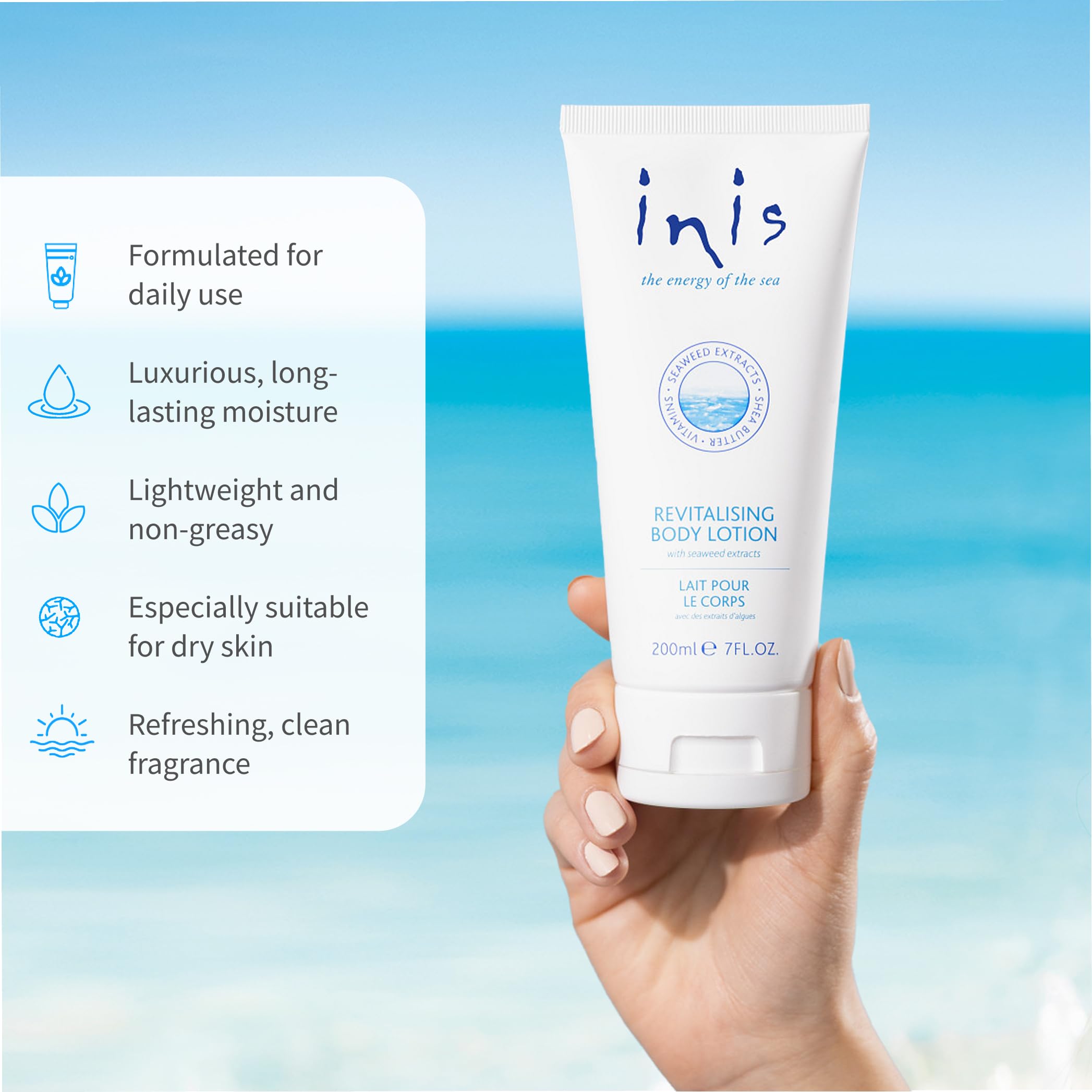 Inis energy of the sea lotion cream texture captured for soft skin