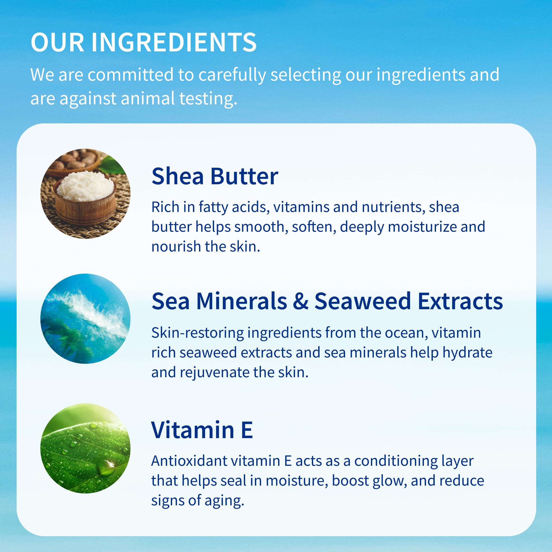 Sunlit skin after applying Inis energy of the sea lotion shows radiant softness