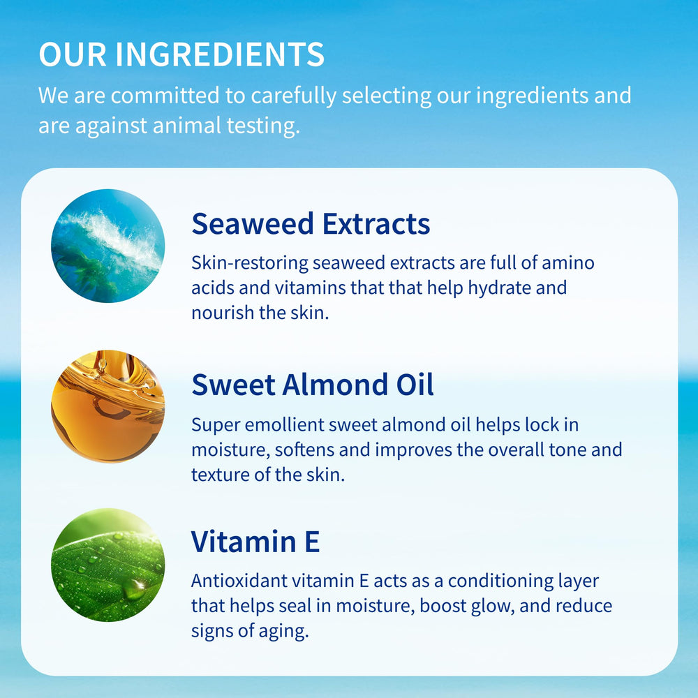 Inis Energy of the Sea replenishing body oil is cruelty-free and paraben-free for clean skincare.