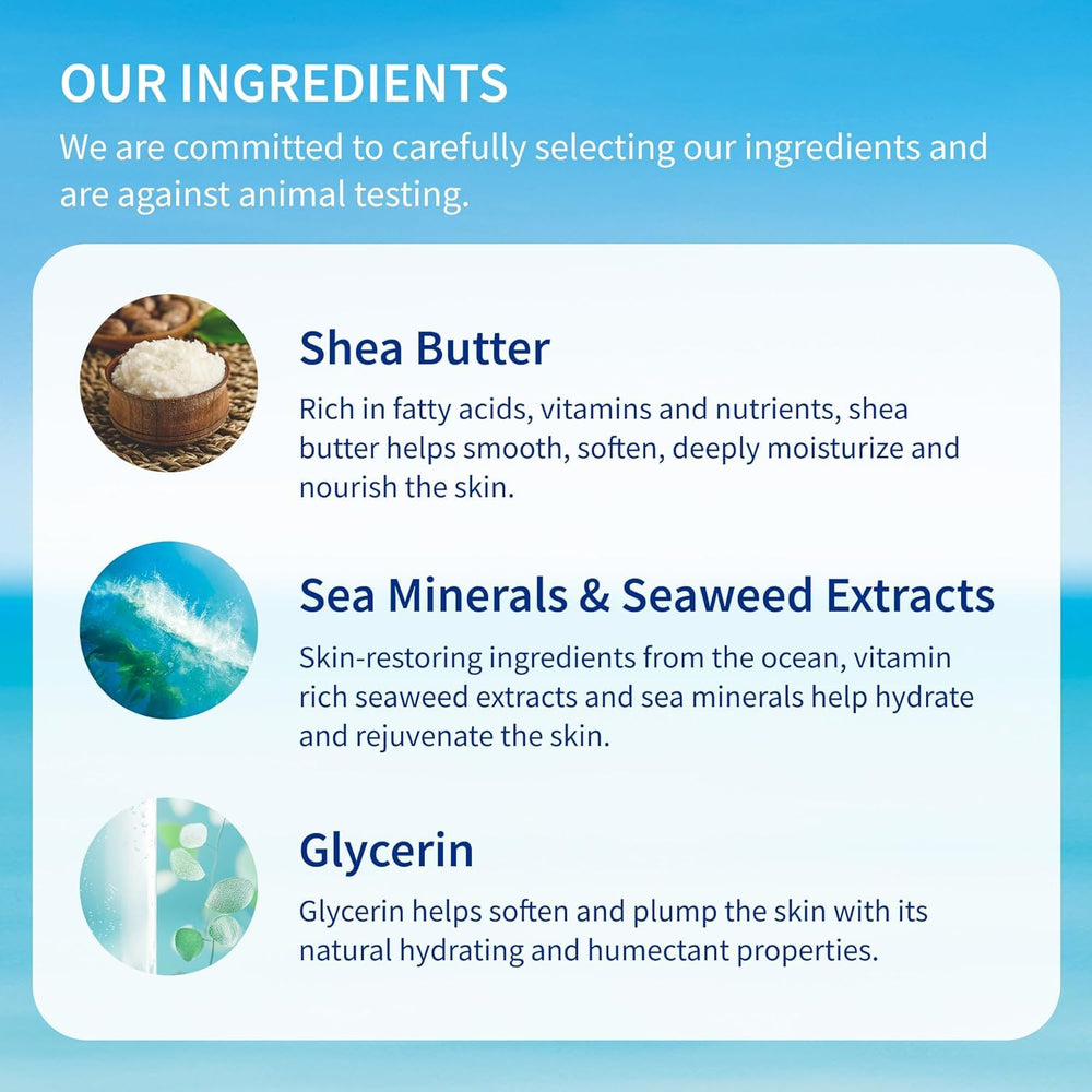 Inis Energy of the Sea packaging highlighting paraben-free, not-tested-on-animals formula