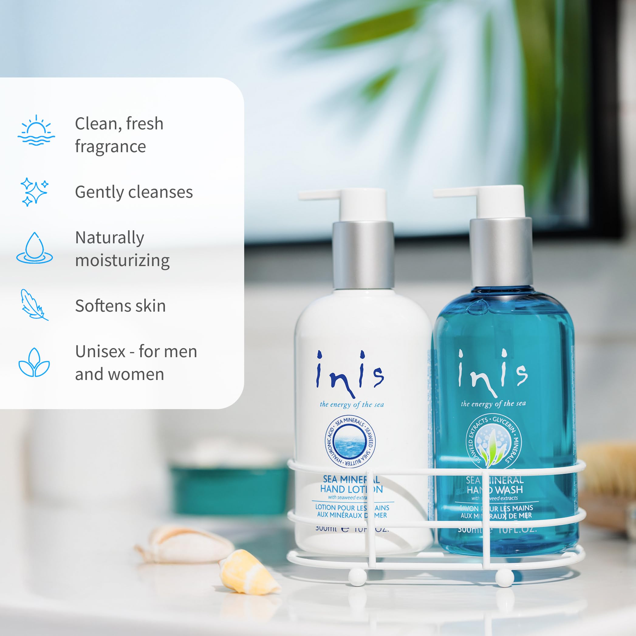 Inis the Energy of the Sea fragrance icon suggests ocean-air mood boost.