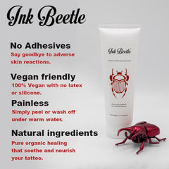 Ink Beetle tattoo aftercare sealant application being spread on skin