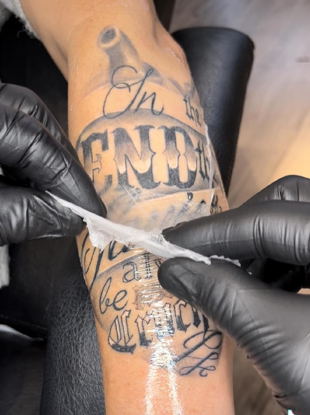 Ink Beetle tattoo aftercare sealant applied on skin during healing