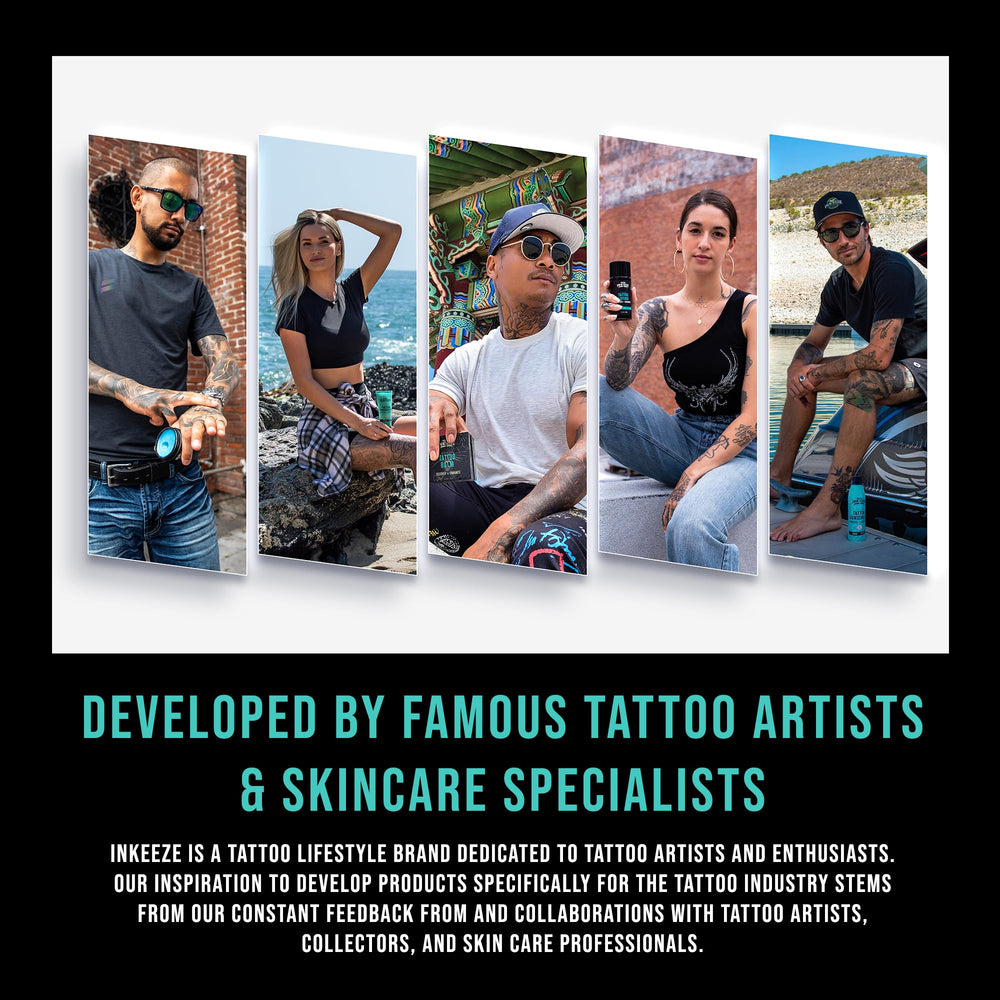 INK-EEZE Green Tattoo Ointment lavender fragrance for post-tattoo care and soothing relief.