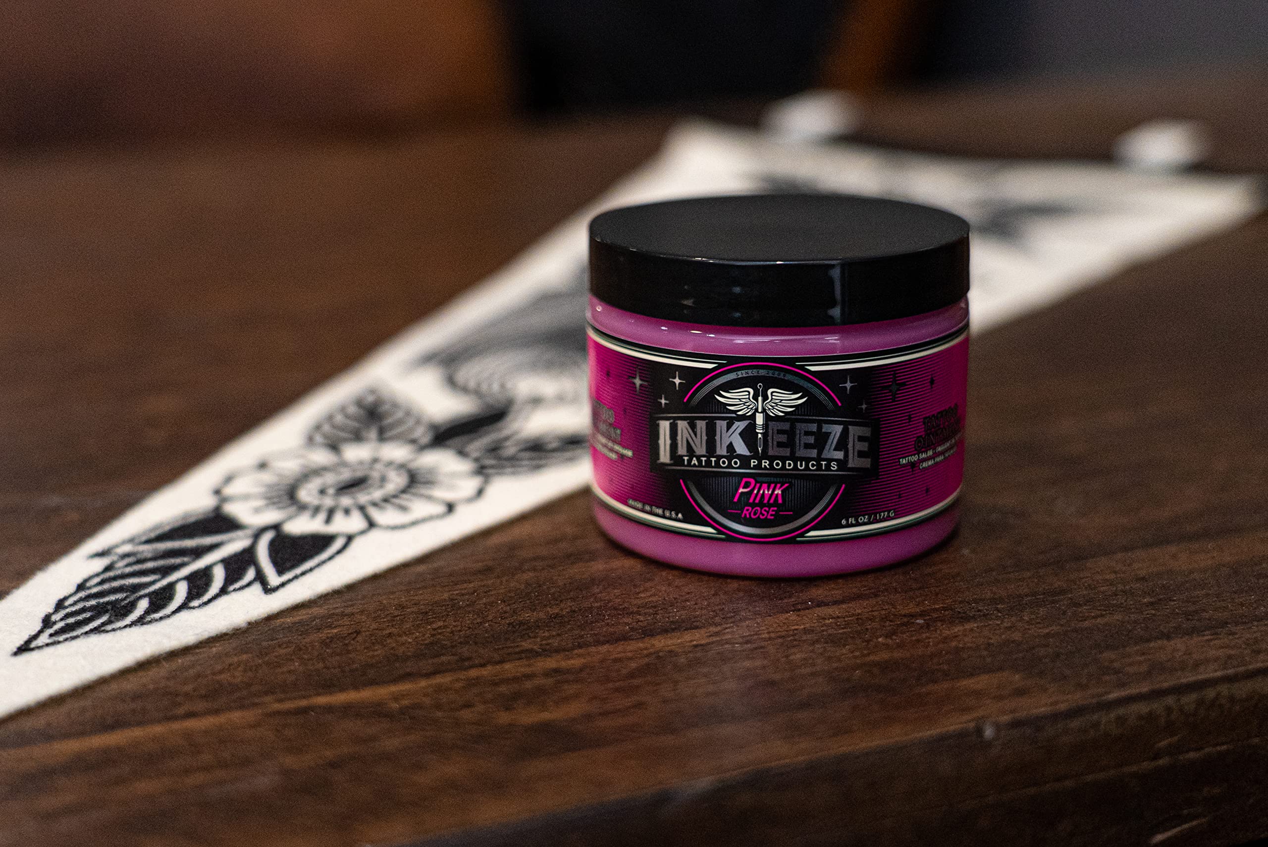 INK-EEZE Made in USA seal on Pink Tattoo Ointment