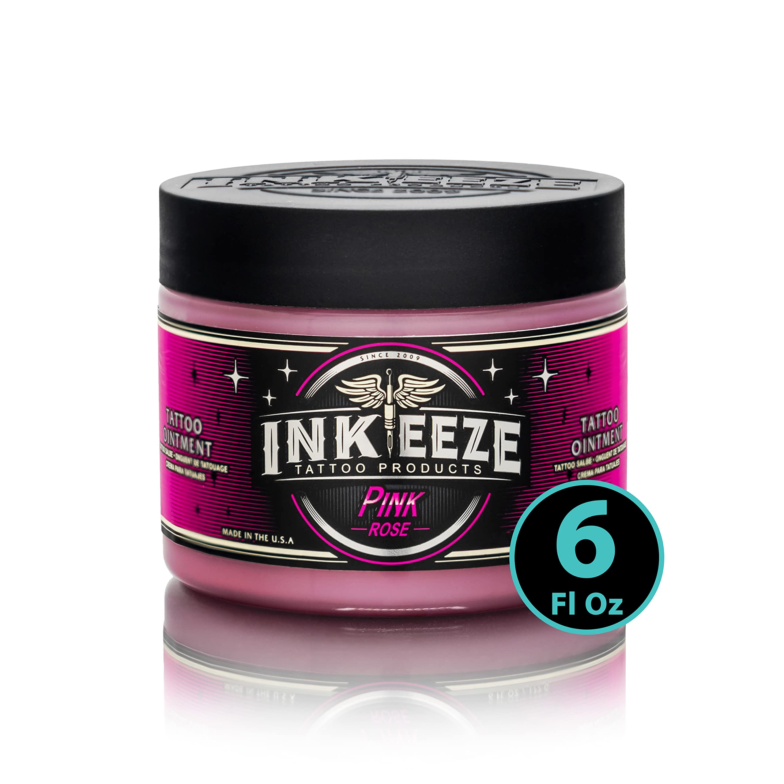 INK-EEZE Pink Tattoo Ointment 6oz jar for post application moisture
