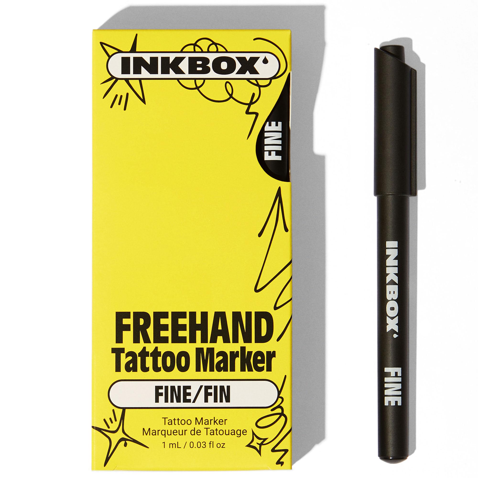 Inkbox Freehand Marker fine-tip close-up for precise intricate tattoo design.