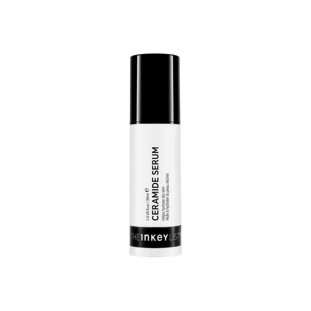 The INKEY List Ceramide Serum bottle close-up showcases barrier-support hydration.