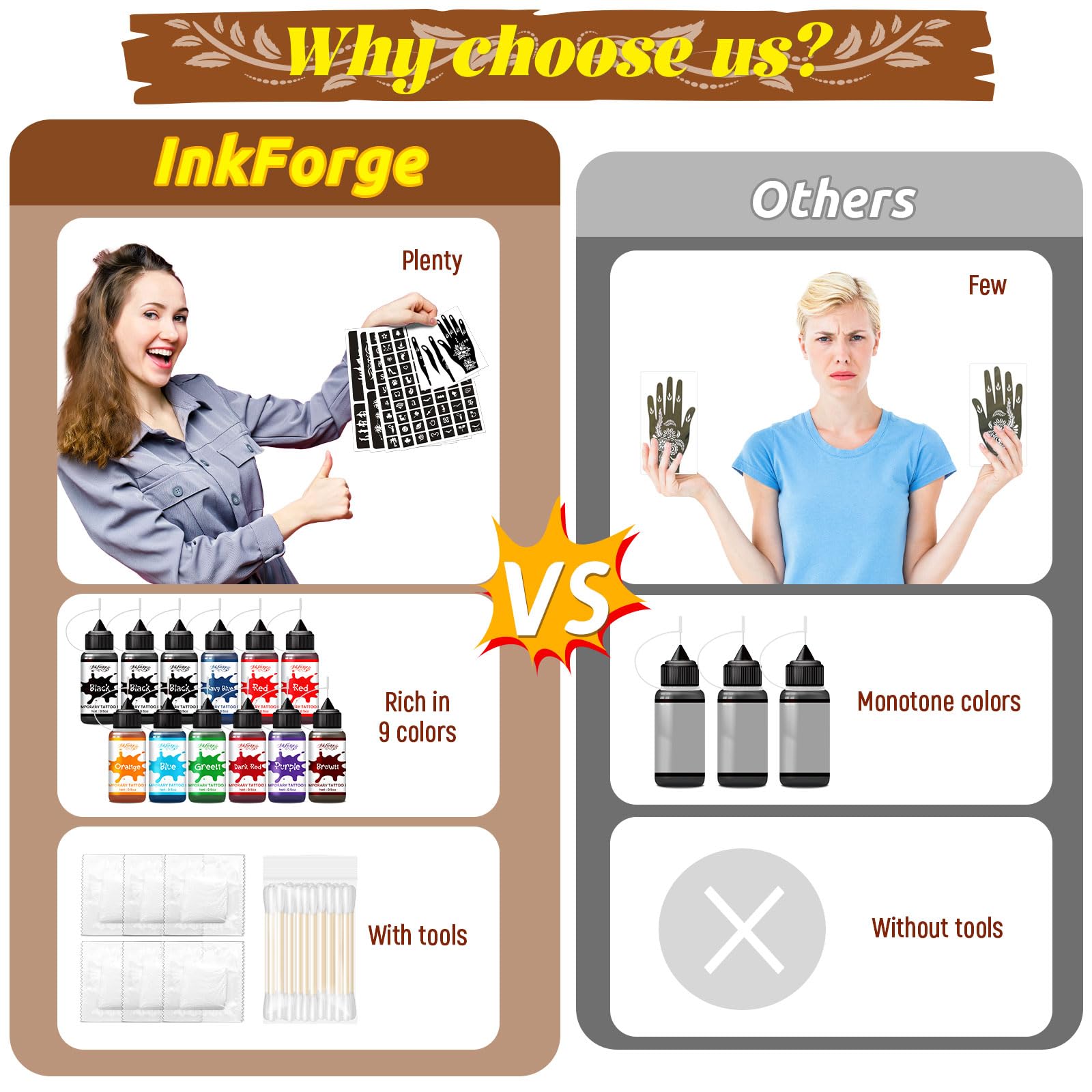 InkForge color palette highlights nine vivid shades for bold body art