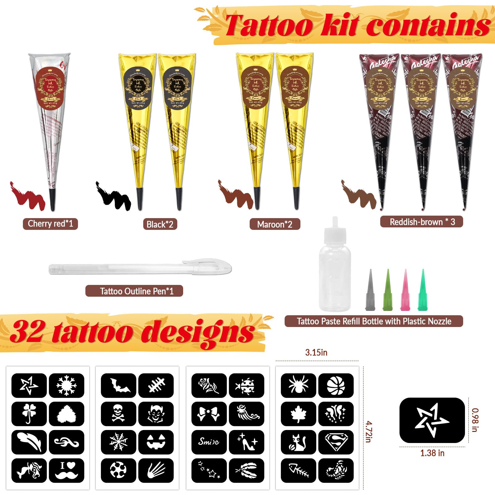 InkForge tattoo cones color assortment for vibrant temporary designs.