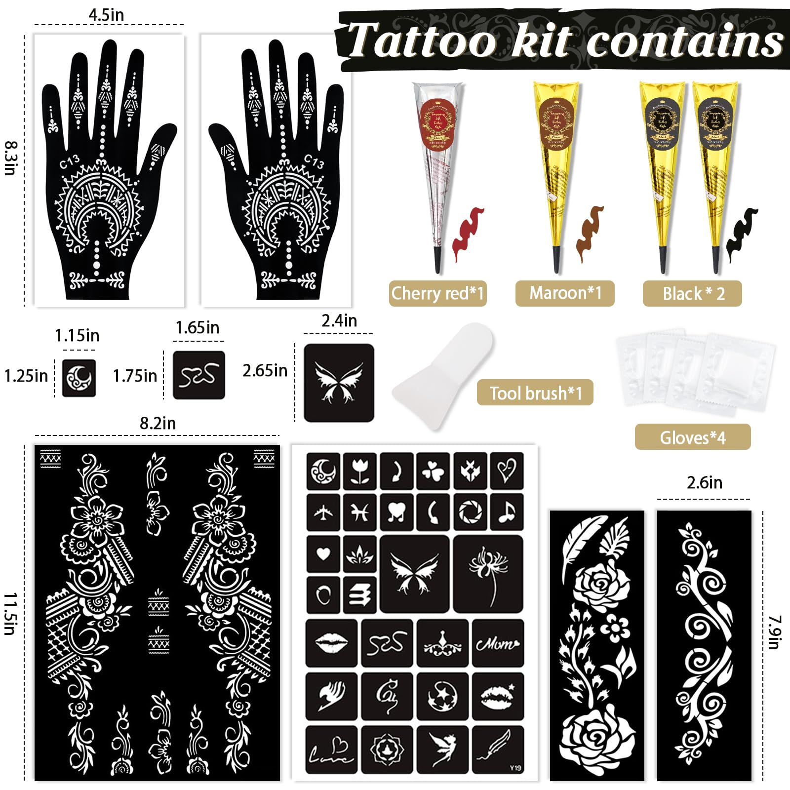 InkForge tattoo kit contents showing colors, gloves, and tools for DIY art.