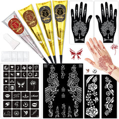 InkForge tattoo kit front view with four color inks for vibrant temporary designs.