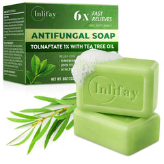 Inlifay antifungal soap front view promotes gym skin protection with tea tree.